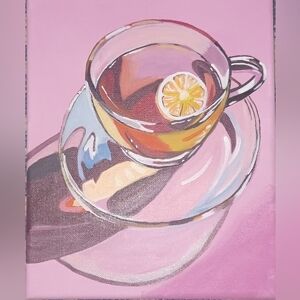 Original Acrylic Pink Tea Cup With Lemon